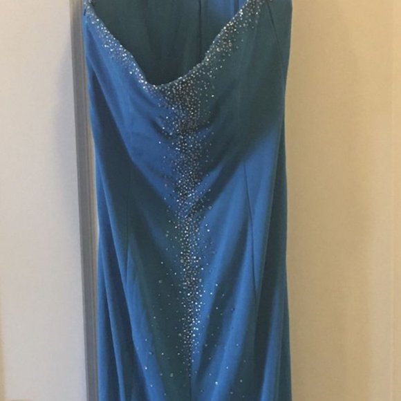 Blue color dress with sequins - Picture 2 of 8